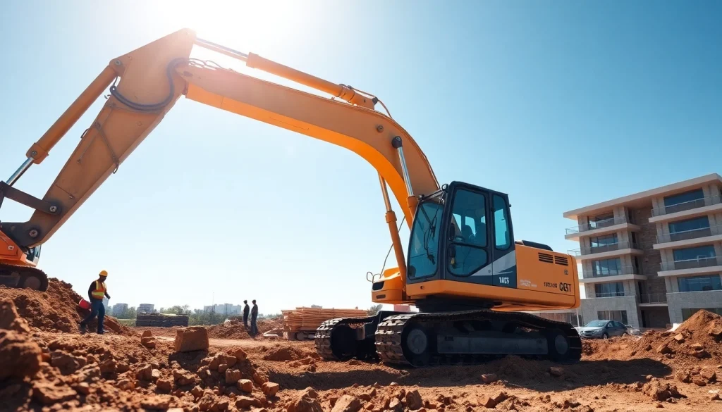 Rent excavators for efficient operations on a busy construction site.