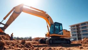 Rent excavators for efficient operations on a busy construction site.