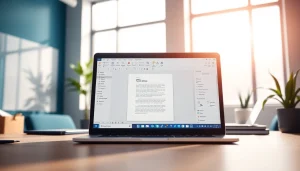 专业办公场景，笔记本电脑上显示 WPS下载 软件，提升工作效率。