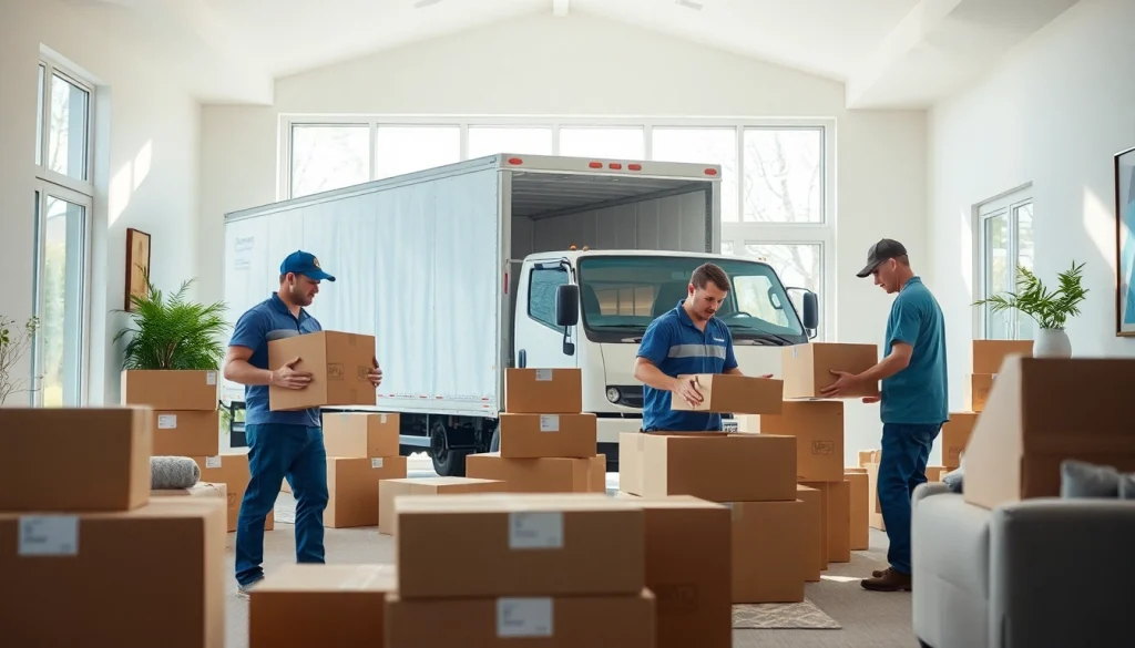 Long distance movers calgary expertly packing and organizing boxes during a home relocation.
