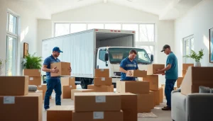 Long distance movers calgary expertly packing and organizing boxes during a home relocation.