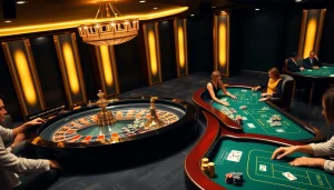 Engaging scene showing players at nhà cái sa88 enjoying exciting casino games with vibrant atmosphere.