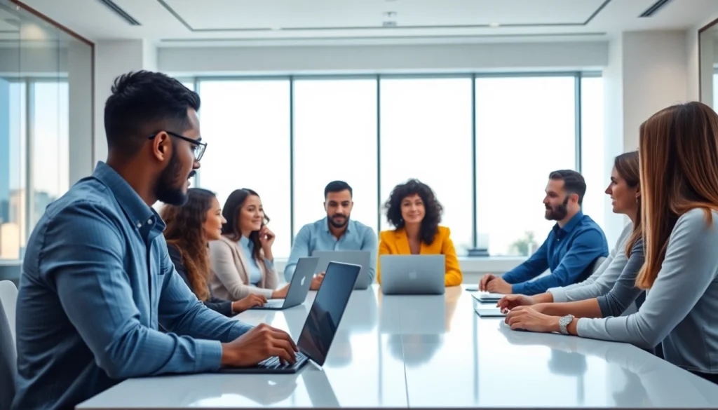 Business automation experts near me consulting in a modern office setting.