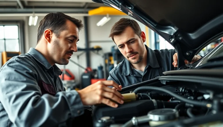 Get an online extended car warranty quote while a mechanic assesses a car's engine for reliability.