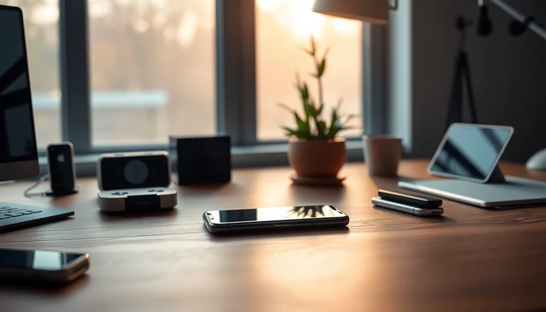 Samsung Galaxy S8 smartphone showcasing its sleek design and edge-to-edge display on a modern desk.