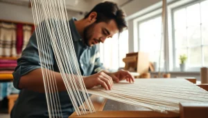 Verken hoogwaardige linnen stoffen met rijke texturen en handwerk uit een ambachtelijke werkplaats.