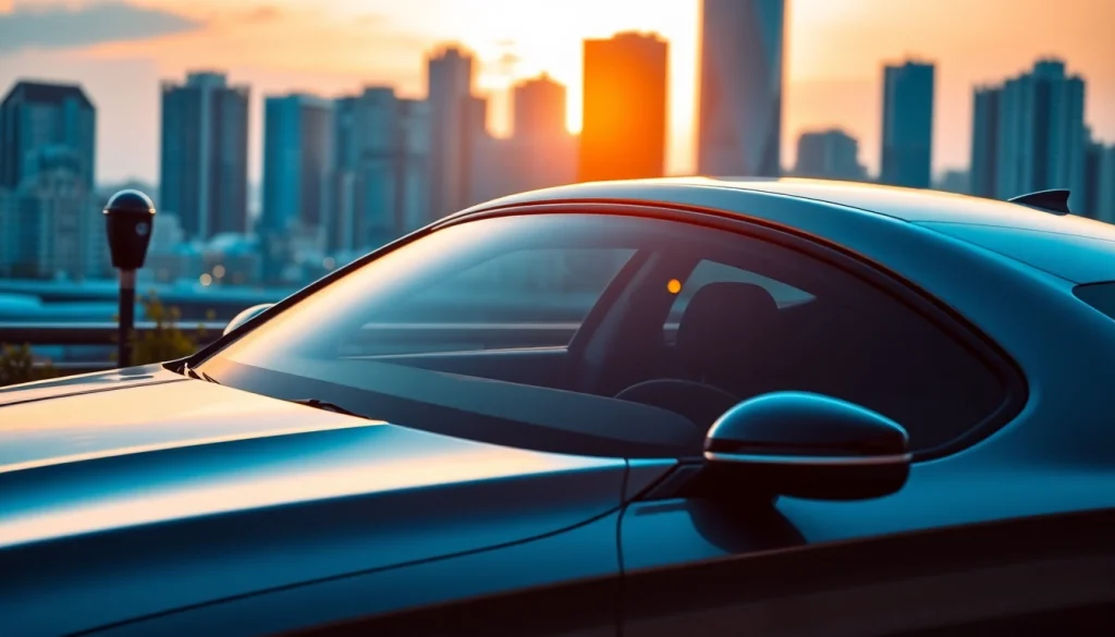 Explore the best window tint Chattanooga TN installed on a sleek car in a vibrant city setting.