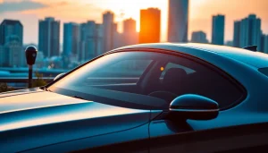 Explore the best window tint Chattanooga TN installed on a sleek car in a vibrant city setting.