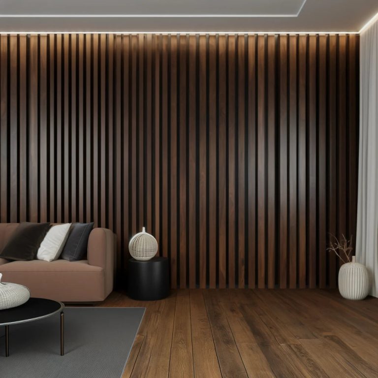 DALL_E_2024-05-31_11.21.04_-_A_stylish_interior_featuring_dark_chestnut_slatted_wood_wall_panels._The_space_is_designed_with_contemporary_furniture_including_a_comfortable_sofa