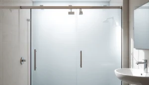 Elegant shower doors uk in a modern bathroom with sleek designs and natural lighting.