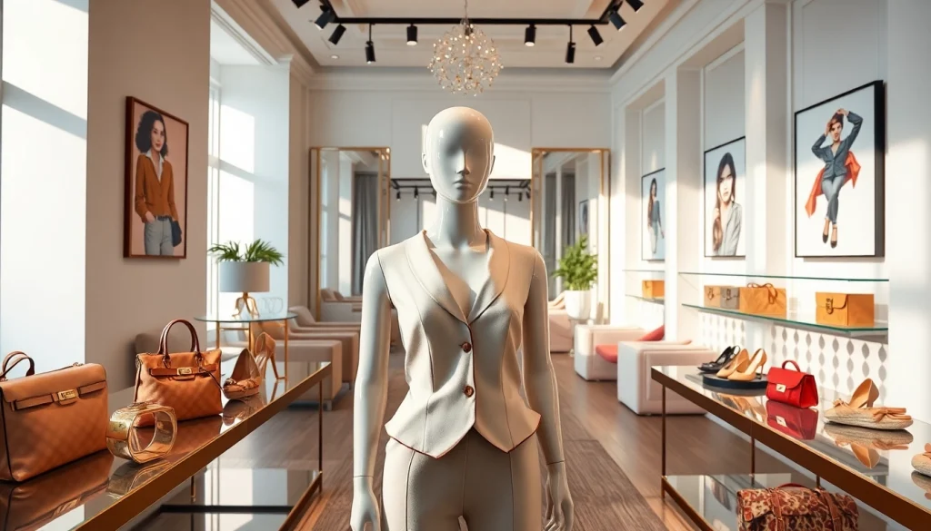 명품 이미테이션 가방과 액세서리를 매력적으로 전시한 부티크 내 모습