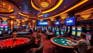 Players enjoying high-stakes games in a luxury casino environment featuring mm88 vin.