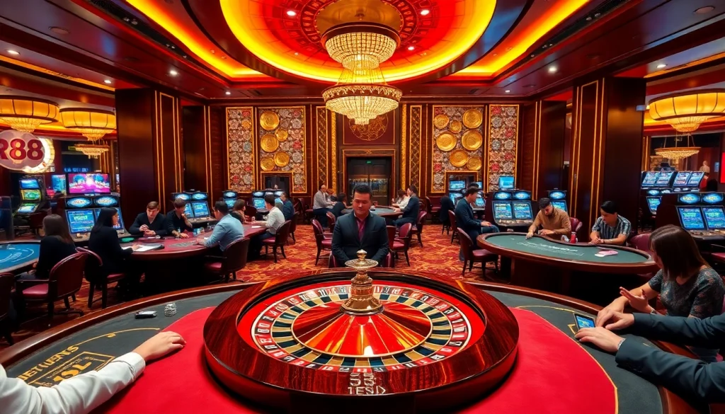 Players strategizing at a roulette table in a luxurious casino setting, highlighting TR88.