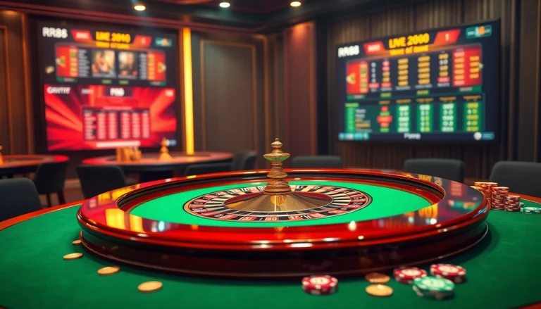 Players enjoying RR88's vibrant casino experience at a luxurious roulette table.