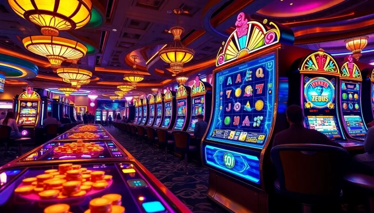Win big with slot zeus at a glamorous casino, showcasing excitement and vibrant gaming.