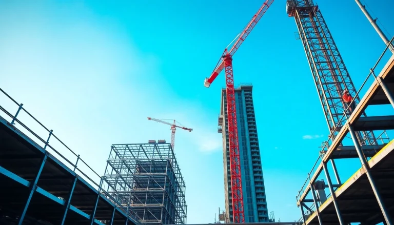 Workers engaging in structural steel construction, showcasing teamwork and innovation.