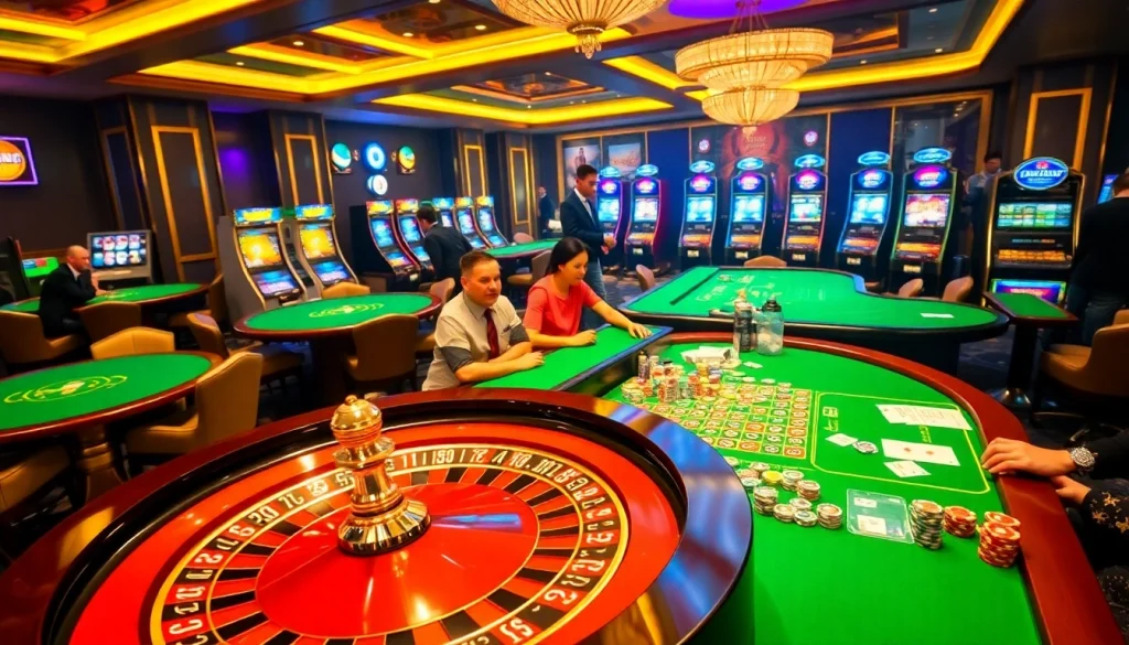 U888 players engaging at an exciting gaming table in a luxurious casino setting.
