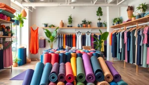 Shop for yoga gear and apparel at a vibrant Yoga Shop with diverse offerings.