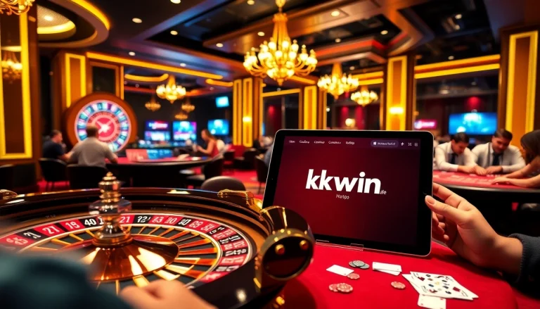 Players enjoying a thrilling game at KKWIN casino, showcasing excitement and professionalism in gambling activities.