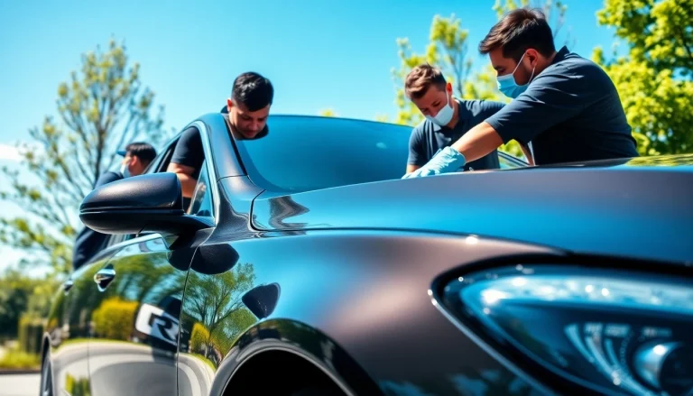 Experience the best car detailing Chattanooga TN with experts meticulously attending to a luxury vehicle.