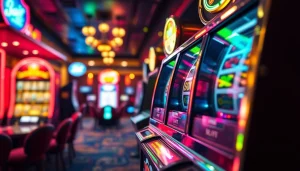 Menangkan besar dengan slot depo 1k yang menampilkan suasana kasino yang cerah dan ceria.