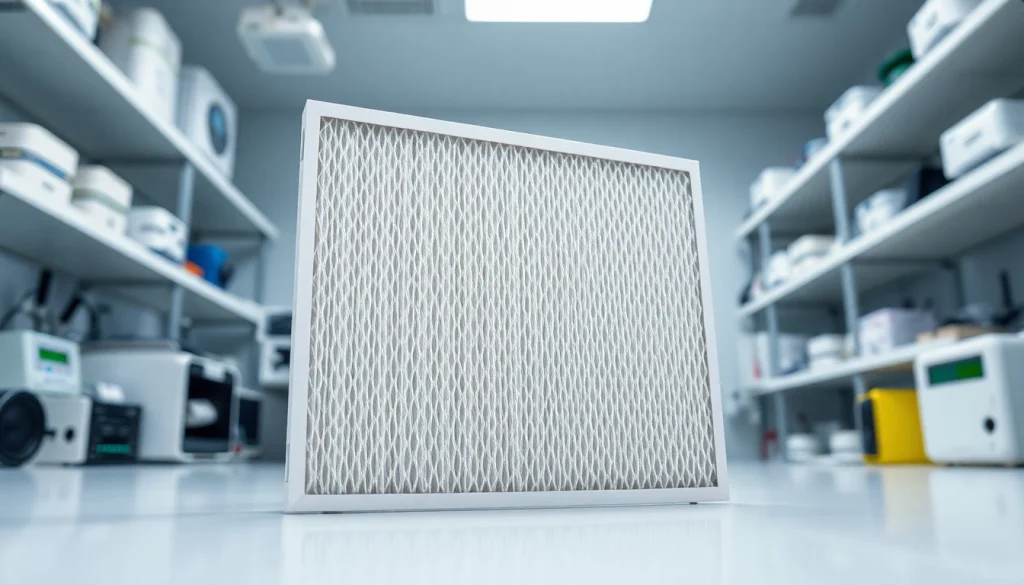 HEPA filter showcased in a lab environment, emphasizing its design and air purification capability.