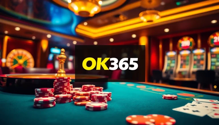 Experience the excitement of online gaming at OK365 with vibrant casino elements.
