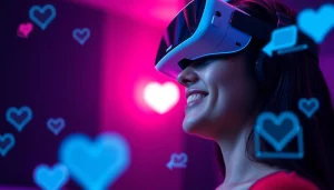 Engaging interaction in a virtual reality setting with sex AI character, vibrant colors, and immersive atmosphere.