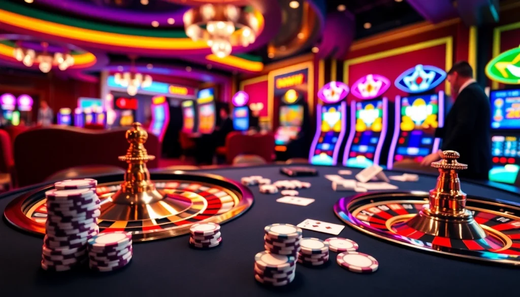 Experience the excitement of 68VIP with poker chips and a vibrant casino atmosphere.