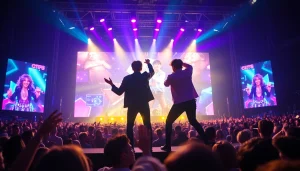 BTS members performing passionately on stage, captivating the audience with their energy.