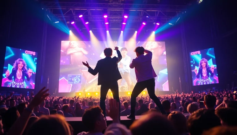 BTS members performing passionately on stage, captivating the audience with their energy.