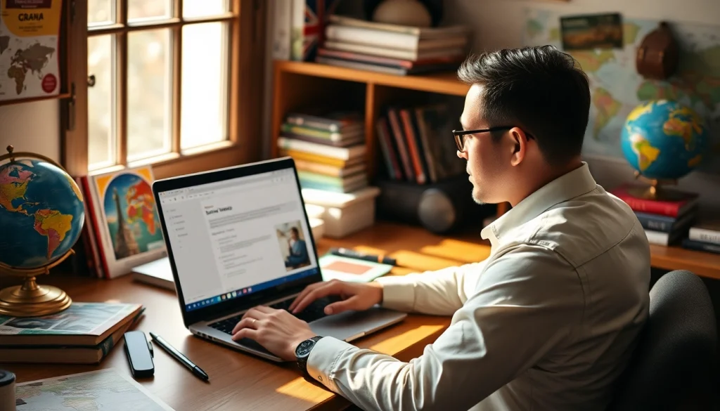 Complete the uk eta online application with ease at a cozy workspace focused on travel.