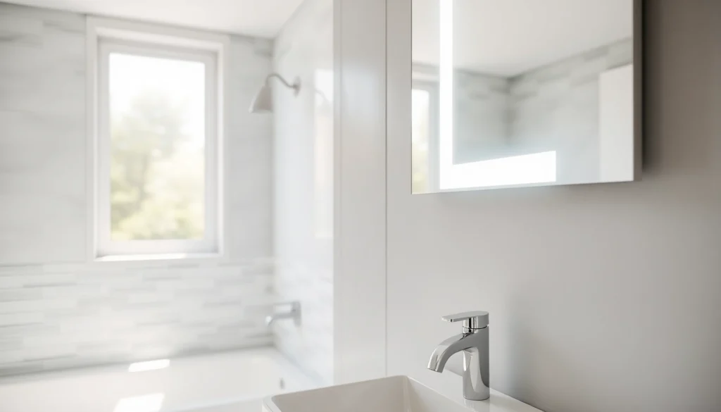 Transform your space with a stylish bathroom mirror with LED light enhancing the ambiance.