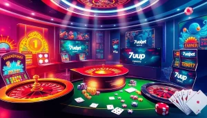 Thrilling online betting interface featuring 7upbet with vibrant casino elements and engaged players.