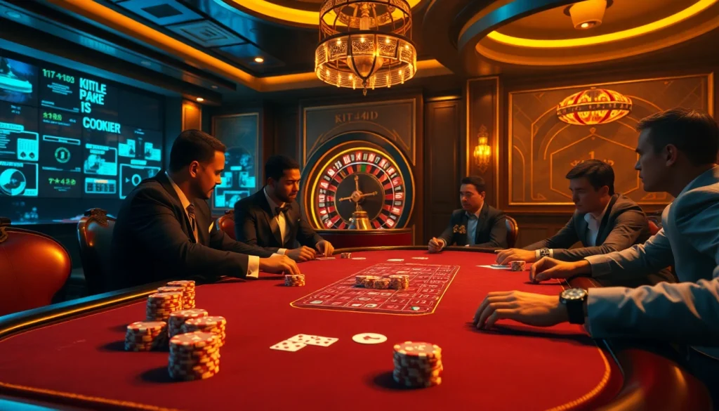 Rasakan sensasi perjudian taruhan tinggi dengan Kit 4D di meja kasino yang elegan.