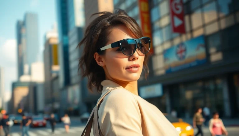 Capture of a confident model representing beauty and style against an urban backdrop.