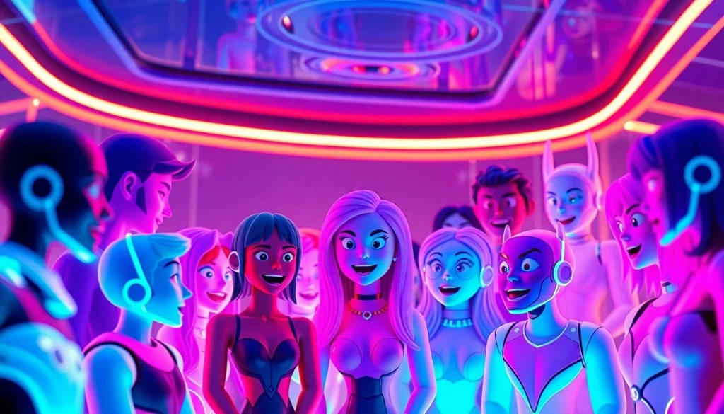 Engaging NSFW AI chat scene featuring colorful avatars and modern digital interface