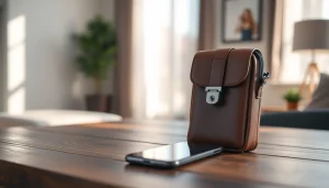 Handy Tasche abschließbar für sicheres Aufbewahren mit modernem Design.