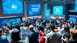 Attendees engaged at an AI and emerging technology conference showcasing innovation.