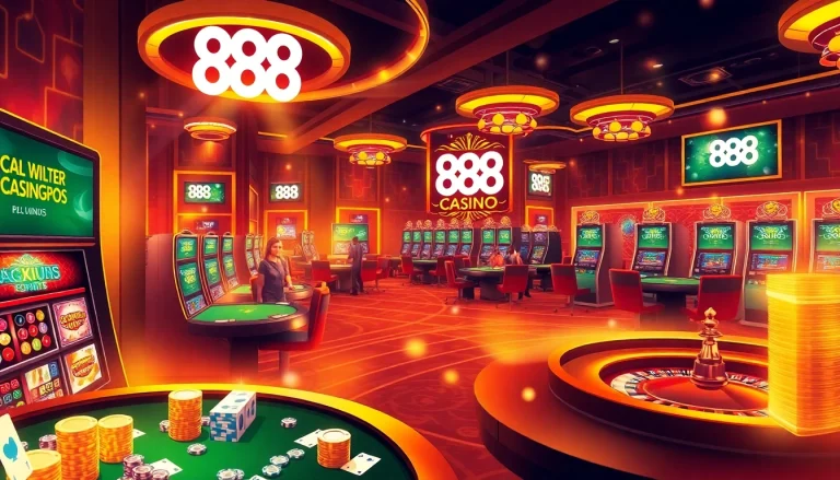 Engage in high-stakes excitement at 888 new online casino games featuring vibrant slot machines and poker tables.