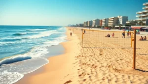 Experience activities at https://myrtlebeachsc.com/ with families playing on the beach.