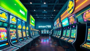 Aman788 online gaming hub showcasing exciting slot machines and jackpots.