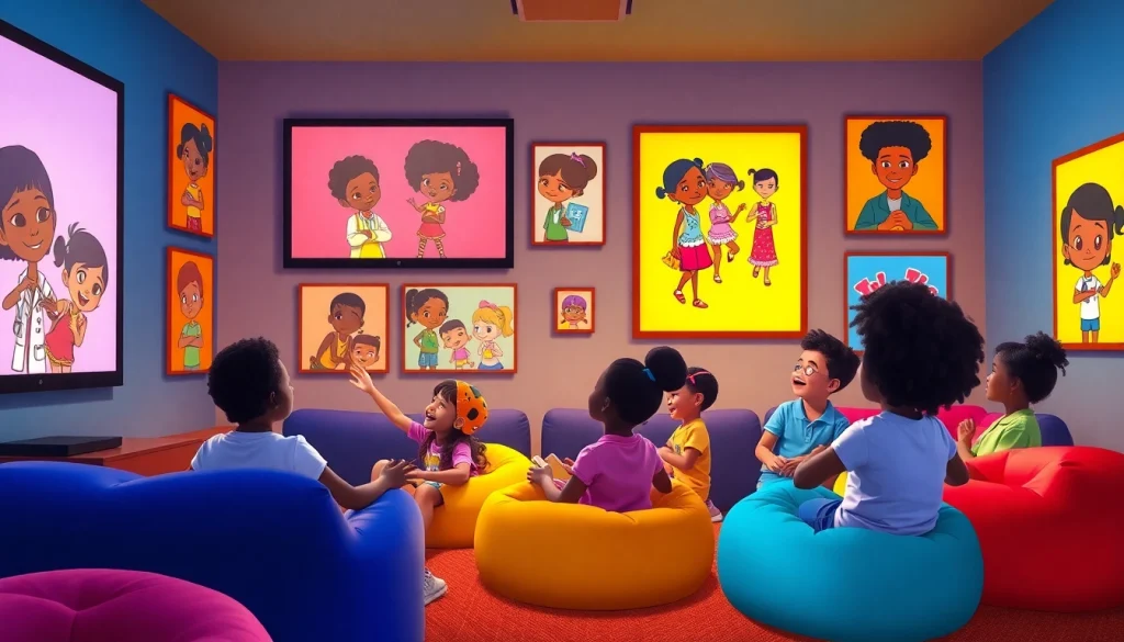 Children enjoying African American Cartoons together, celebrating diversity and representation.