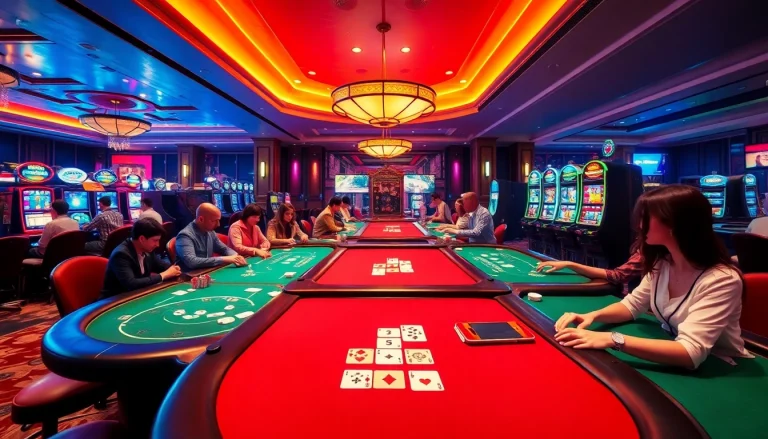 Menangkan hoki77 di kasino dengan lampu cerah dan suasana meriah.
