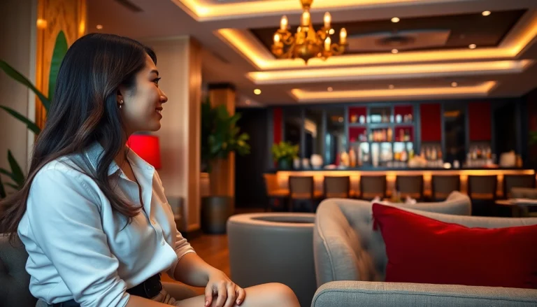 Singapore escort in a luxurious lounge providing a discreet and premium service experience.