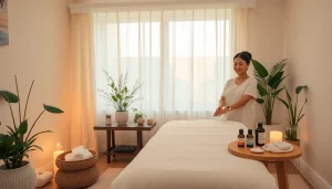 편안한 분위기와 필수 오일이 있는 부산마사지 요법 룸