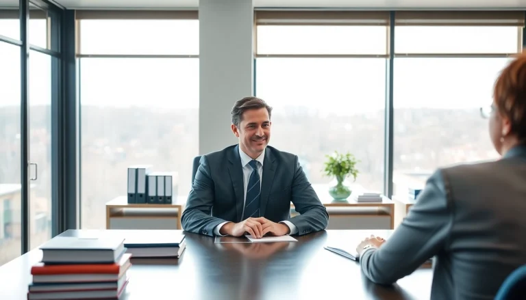 Consult a dedicated Manassas Personal Injury Lawyer discussing legal options with a client in a professional setting.