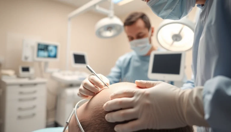Hair transplant turkey procedure showcasing an expert surgeon at work in a modern clinic.